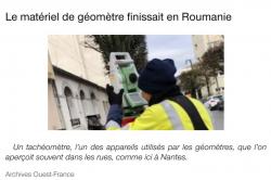OUEST FRANCE - Le matériel de géomètre finissait en Roumanie !